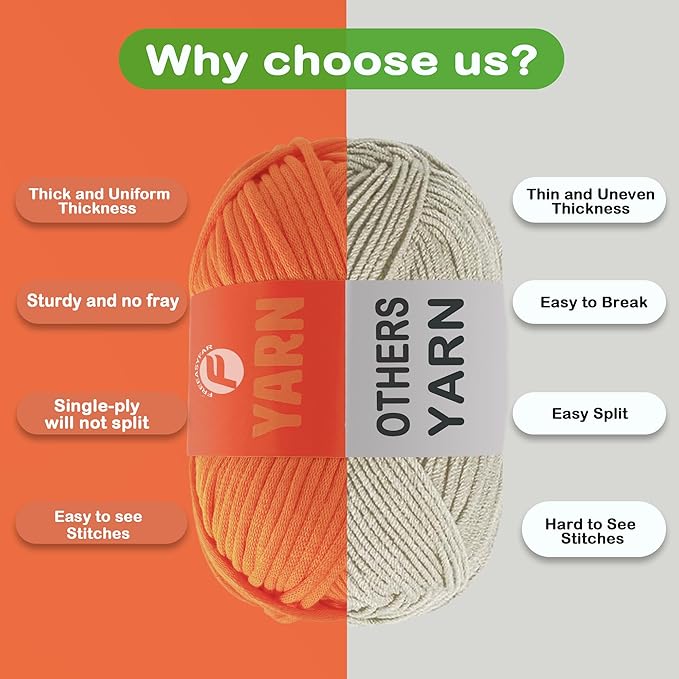 3.5Oz/120yds Orange Beginner Easy Yarn for Crocheting and Knitting;Worsted-Weight Medium #4;Cotton Blend Yarn for Beginners Amigurumi DIY(Orange,1 Skein)