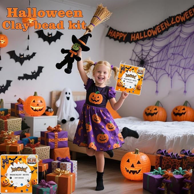 2100+pcs Halloween Polymer Clay Beads Charms Friendship Bracelet Necklace Earring Jewelry Making kit, Accessories for Arts Crafts DIY Gifts for Women Girls (Halloween Style 1 (2100PCS))