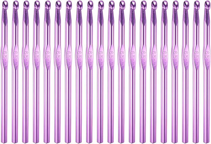 uxcell 20Pcs Aluminum Crochet Hook 6.5mm US Size K (Size 10.5) Knitting Needles for DIY Craft Yarn Purple