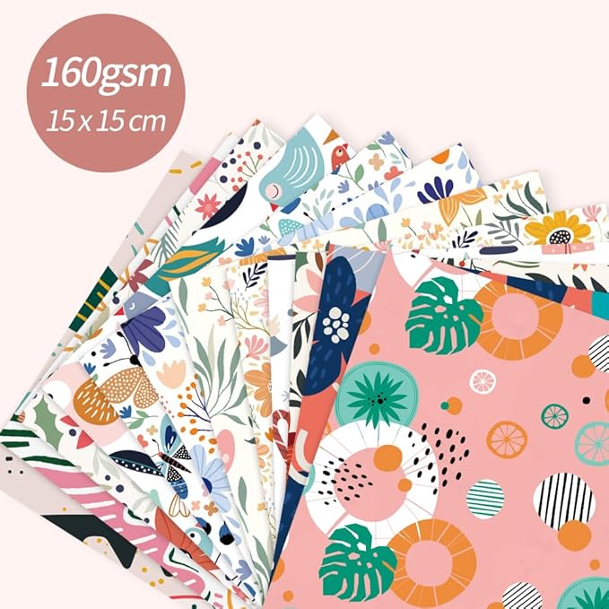 6x6” 160gsm cardstock Single Sided Scrapbooking 24 Papers Pad vintage decoupage scrapbook kit patterned paper junk journal supplies journaling supply scrap paper crafting Flower Bird