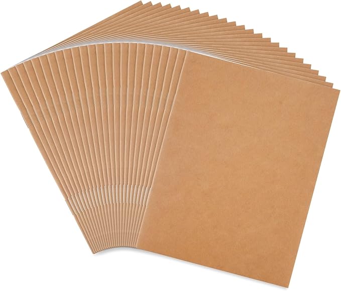 Paper Junkie Bulk Notebooks - A6 4 x 6-Inch, Kraft, Unlined, Pack of 24 - Blank Sketchbook & Mini Sketch Pads for Kids - Nature Journal for Kids & Craft Paper Notebooks