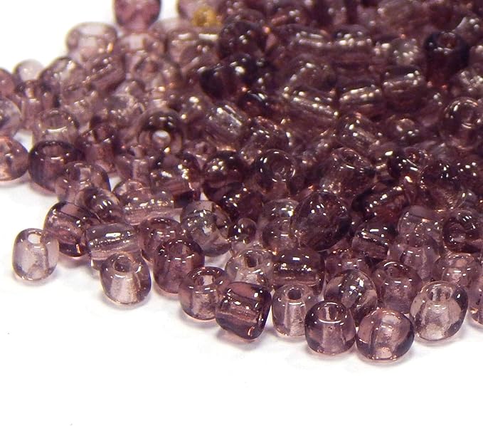 Perlin Glass Seed Beads 4mm 6/0 Round 1100pcs Mini Small Pony Spacer Beads Kit for Jewelry Making Earrings Bracelets Pendants Waist DIY Handmade (Purple Transparent)