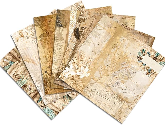 YASMEN Vintage Scrapbook Paper Pad, 12x12 Single-Sided Cardstock Paper Pads for Card Making, Journals, Planner, DIY Envelopes, Greeting Cards,Gift Card, Decorative Art Craft -24 Sheets
