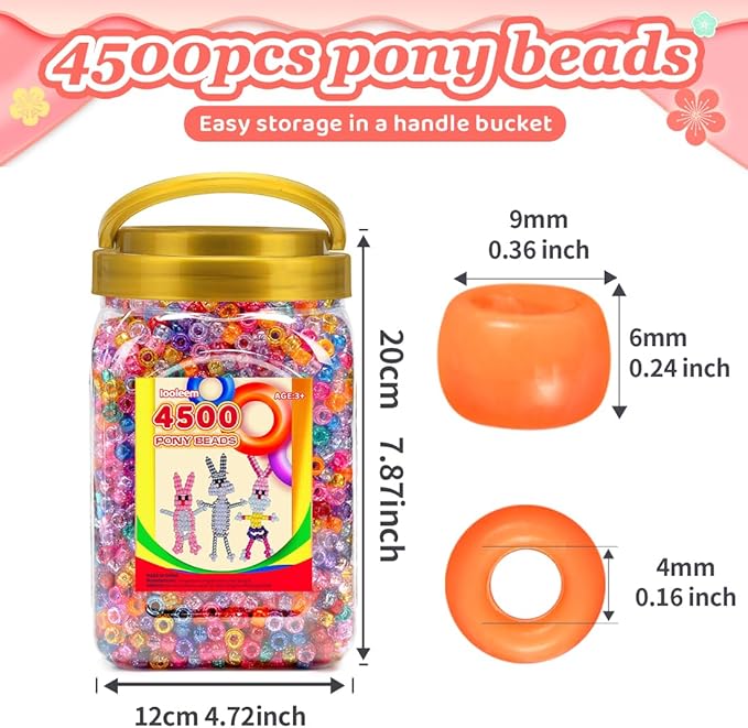 iooleem pony beads(4500pcs glitter pony beads), beads for bracelets making, crafts, beading supplies, friendship bracelets making.