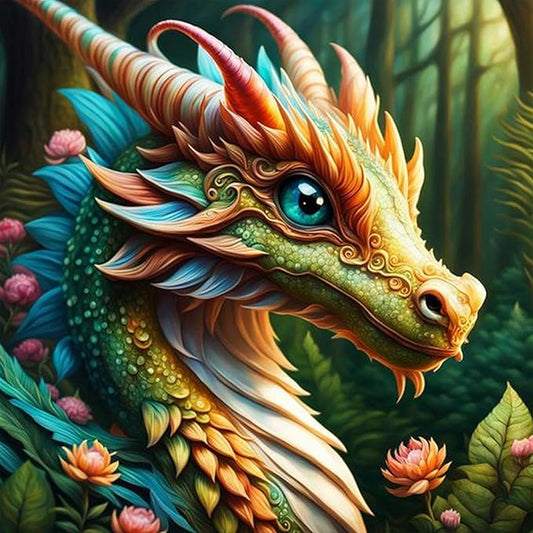 Fountor Dragon Diamond Art Kits for Adults, Dragon Diamond Painting Kits with Round Diamonds, 5D Full Drill Gem Art Canvas Painting Kit for Beginners Home Wall Decor 14" x 14"
