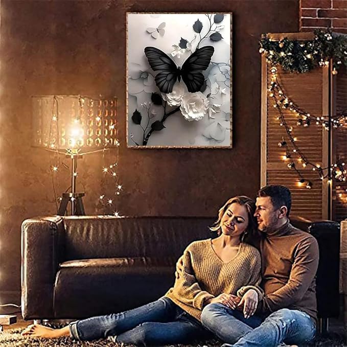 Butterfly Stamped Cross Stitch Kits - Counted Cross Stitch Kits for Beginners Adults Needlepoint Cross-Stitch Patterns Dimensions Needlecrafts Embroidery Kits Arts and Crafts 12x16 inch