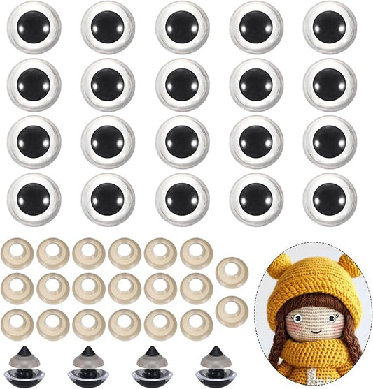 PATIKIL 18mm Safety Eyes, 20Pcs Realistic Doll Crocheting Safety Eyes with Washers for Decor Crochet Accessories Dolls Craft Halloween, Clear