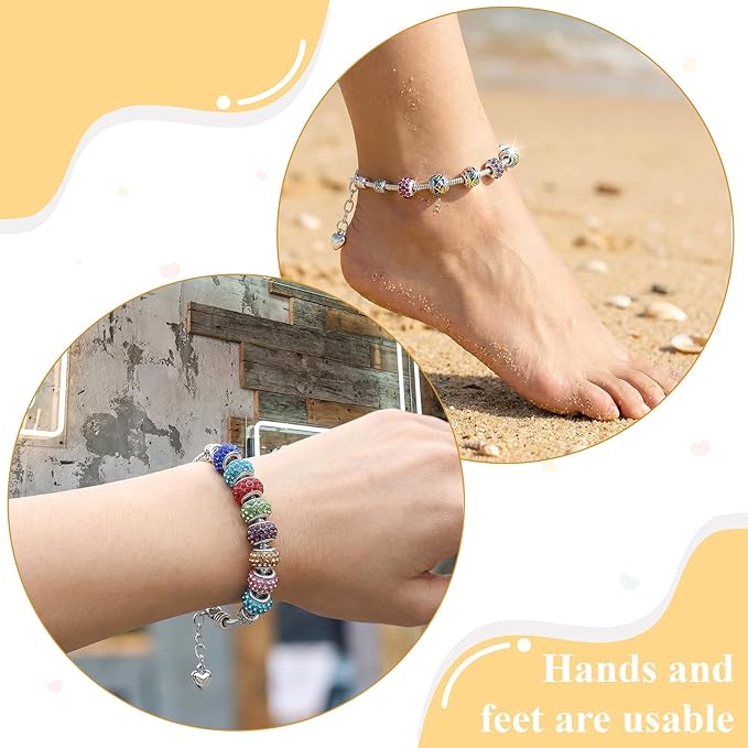 IANFAN 40 Pcs Snake Chain Bracelet Adjustable Snake Charm Bracelet with Heart Lobster Clasp Extender for Women Jewelry Making DIY Crafts Supplies, (7.87 Inch, Silver Stainless Steel)