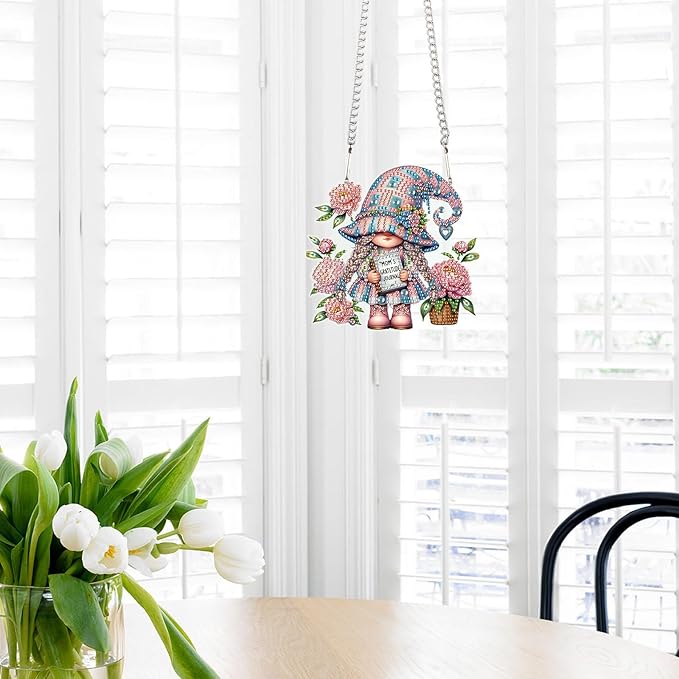 AiYuanzsh Diamond Art Painting Hanging Pendant Kits Cute Girl DIY Crystal Rhinestone Wreath Kits, Colored Point Crystal Diamond Art Window Pendants Home Garden Wall Door Birthday Festival Gifts