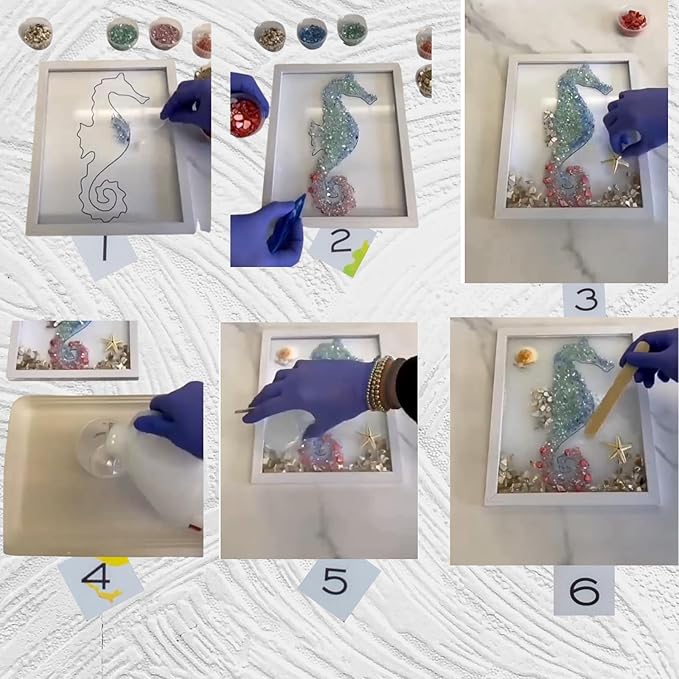 Sea Glass Art Kits, New Sea Glasss Resin Art Kits for Adults, DIY Mosaic Glass Kits, Mosaic Kits for Adults Resin Beach Art Kit for Home Decoration, Bookshelf, Office, Windowsill (L)