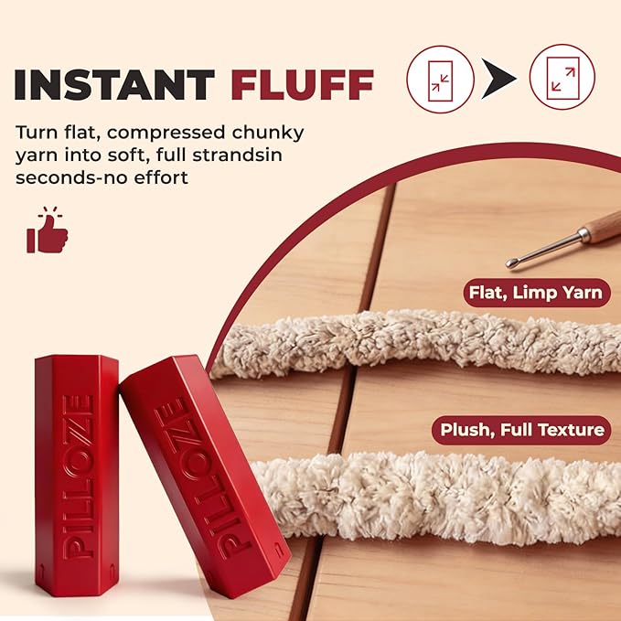 Chunky Yarn Fluffer - Yarn Fluffing Tool for Crochet & Knitting Projects, Compact Portable Yarn Texture Enhancer for DIY Craft Enthusiasts, Red