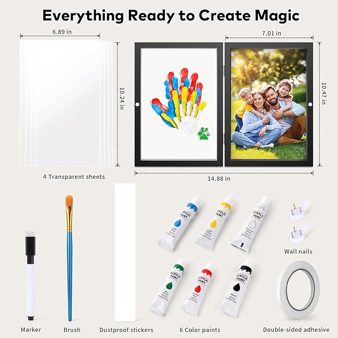 omrhvi family handprint kit, diy craft keepsake photo frame, hand print ornament kits, family gifts for new parents & mom & baby, grandparents, couples, father's day, mother's day, anniversary