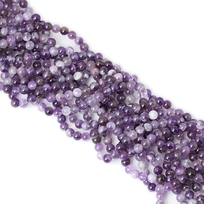 cheavian 60pcs 6mm natural dog teeth amethyst gemstone round loose beads crystal energy stone healing power for jewelry making 1 strand 15"