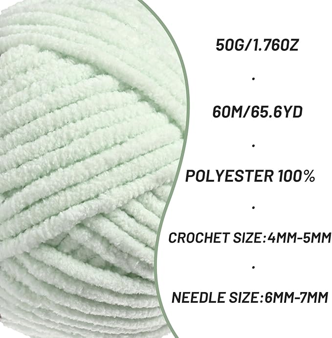 3 Pack Fluffy Velvet Yarn for Crocheting，Baby Blanket Yarn for Crocheting Soft，150g(196.8yds) Amigurumi Yarns，Plush Chenille Crochet Yarns，Puzzle Yarn for Crochet Weaving Craft(3 Fruit Green)