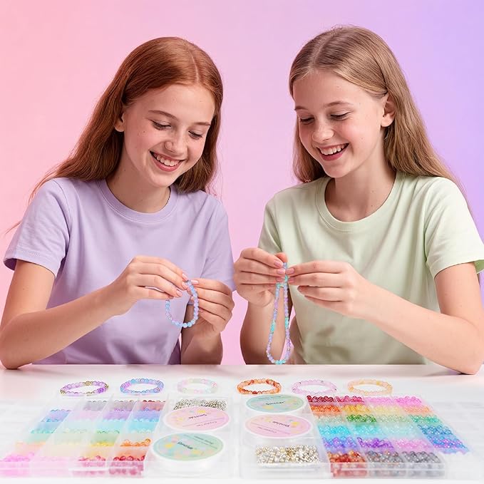 Sunlode Glass Beads for Bracelets 1400pcs Bracelet Making Kit 6mm Glass Bead for Jewelry Making Bracelet Beads 24 Colors Crystal Beads Adult Jewelry Making Supplies Round Glass Beads (24 Gradients)
