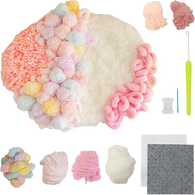 beausougon DIY Latch Hooking Craft 3D Coaster Set with Moss Design， Crochet Kit for Adults