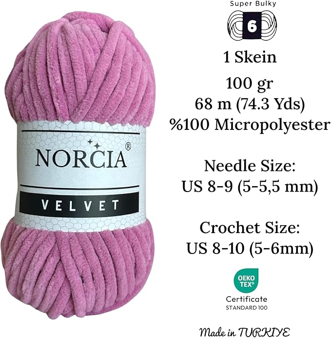 Soft Velvet Yarn Chenille Yarn for Crocheting Super Bulky 100g (74.3 yds) Baby Blanket Yarn for Knitting Amigurumi Yarn for Crochet Weaving Craft (Hot Pink, 1 Skein)