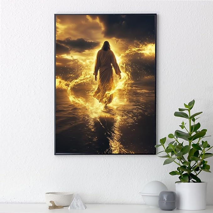 Yezavesu Jesus Diamond Art Kits for Adults, Jesus 5D Diamond Painting Kit for Beginners, DIY Round Full Drill Painting with Gem Art Kits for Home Wall Decor 12x 16 Inch
