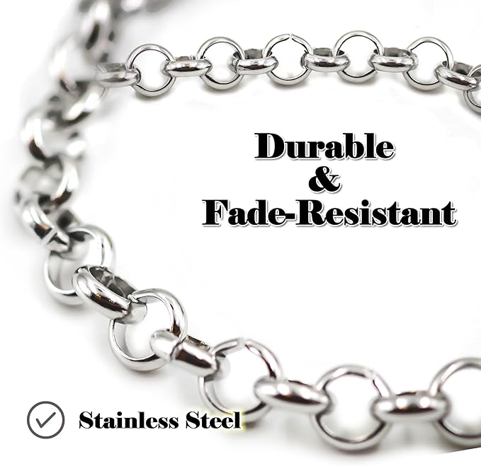 UniCrena 2.5mm Silver Rolo Chain Jewelry Making Supplies - 16.4ft 5m Link Chain Bulk for DIY Bracelet Hat Chains Decoration