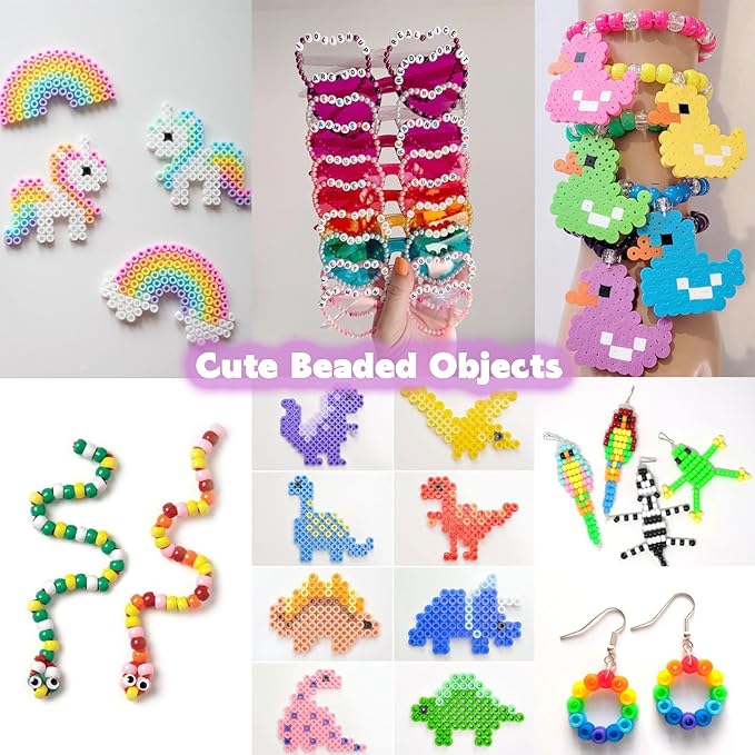 Pizooro 5 Boxes Pony Beads Bracelet Making Kit,3700 Pcs Kandi Bead for Friendship Bracelets Making with Letter Beads,Shaped Beads and Strings,84 Colors Rainbow Bracelet Beads for Craft,Birthday Gifts