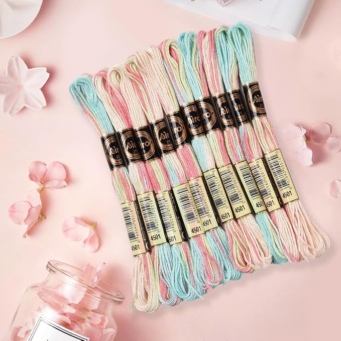 10 Skeins 87.5 Yards Embroidery Floss Bulk Variegated Thread 6 Strands Colorful Friendship Bracelet String Polyester Cross Stitch Yarn Thread for Sewing Bracelet Making Cross Stitch Crafts