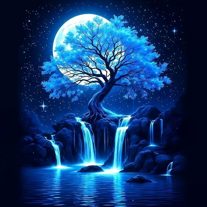 ARPADAMO Diamond Art Kits for Adults,5D Tree of Life Diamond Painting DIY Moonlight Diamond Art Diamond Painting Kits for Adult,Round Full Drill Diamonds, Diamond Art Kits for Home Decor-12x12inch