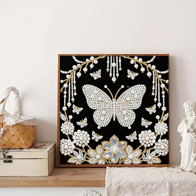 GEMFAMILY Special Shaped Diamond Art Painting Kits for Adults, Butterfly 5D Diamond Painting Kits for Adults Beginner,DIY Pearl Diamond Dots Gem Art Craft for Home Decor 11.8 x 11.8 inch
