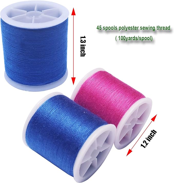 45 spools Sewing Thread Kits Polyester for Hand & Machine Sewing,100yards Each,Total 4500yards
