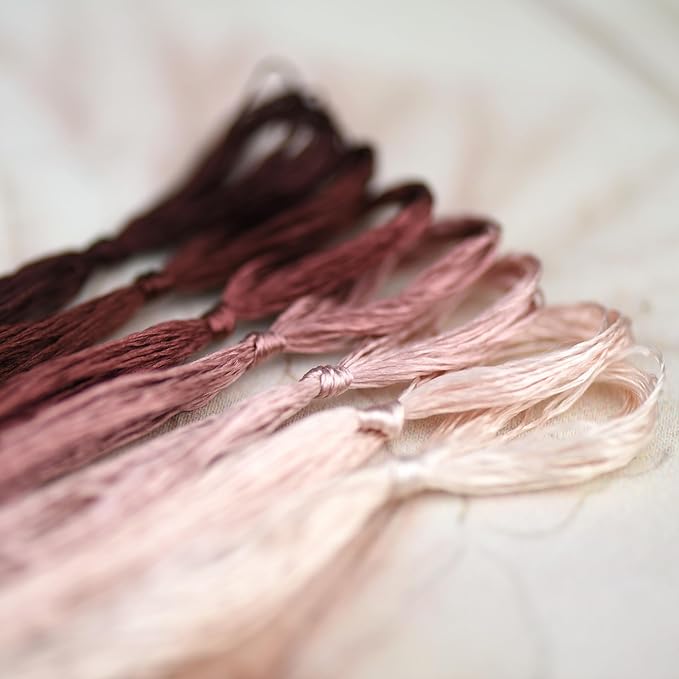 Natural 100% Silk Thread, Handmade Embroidery Thread Silk Floss 7 Colors 110m Each (55)