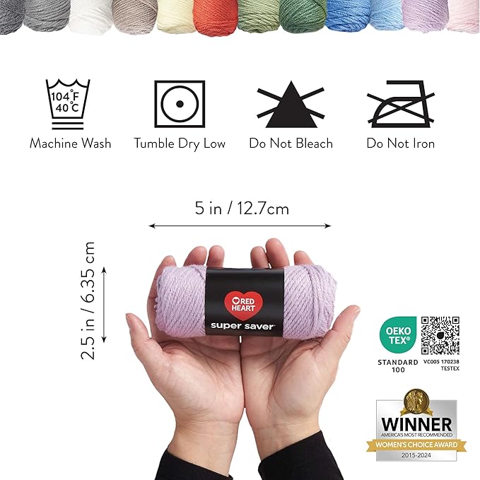 Red Heart Super Saver Yarn Super Craft Kit Pastels, with 12 Pack of 50g/1.7 oz. 4 Medium Worsted Yarn for Knitting & Crocheting, 12 Colors, Perfect for Chunky Sweaters, Blankets, Amigurumi