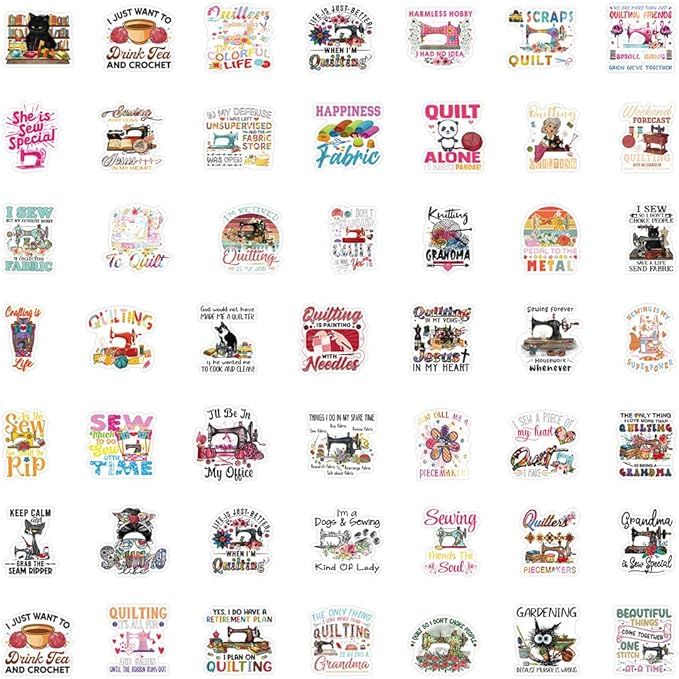 105 Pcs Retro Sewing Stickers, 1.5-3 Inches Vintage Sewing Decals, Waterproof Vinyl Stickers for Craft Journals, Laptops, Home Decor, Ideal for Crafters Adults(Sewing Machine)