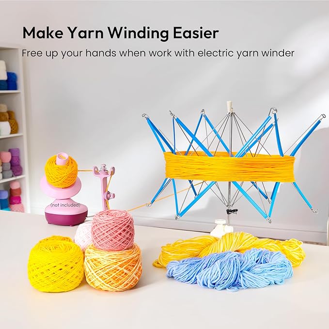 Yarn Swift, Yarn Umbrella Swift for Crocheting, Holder for Skeins Flexible Lightweight Foldable Design, Height & Diameter Adjustable to Suit Space, Ideal Helper for Yarn Knitting Enthusiasts