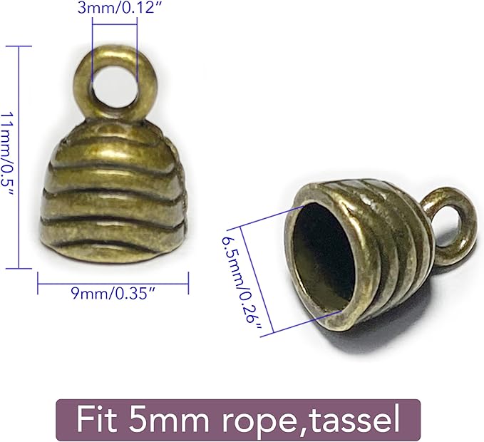 Bronze Round Tassel End Caps 50 pcs Barrel End Caps Flat Leather Cord End Caps Bracelet Making Supplies Leather Bracelet Making Kit Silver Cord End Cap Kumihimo Kit