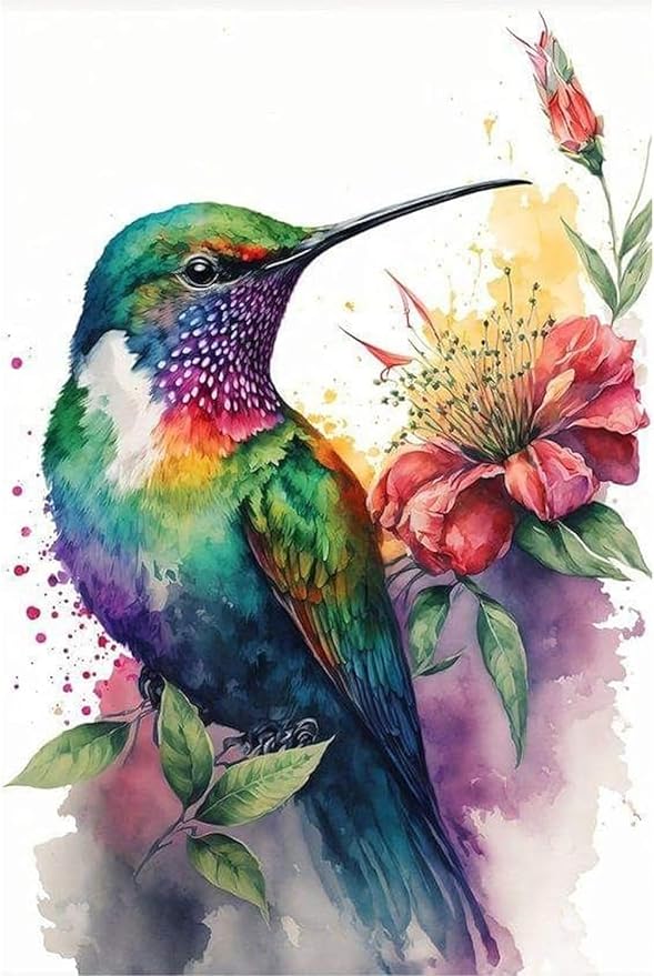 Hummingbird Stamped Cross Stitch Kits，Needlepoint Cross-Stitch Patterns Dimensions Needlecrafts Embroidery Kits，DIY Art Bird Home Wall Decor Perfect for Relaxation 15.7x11.8 Inches