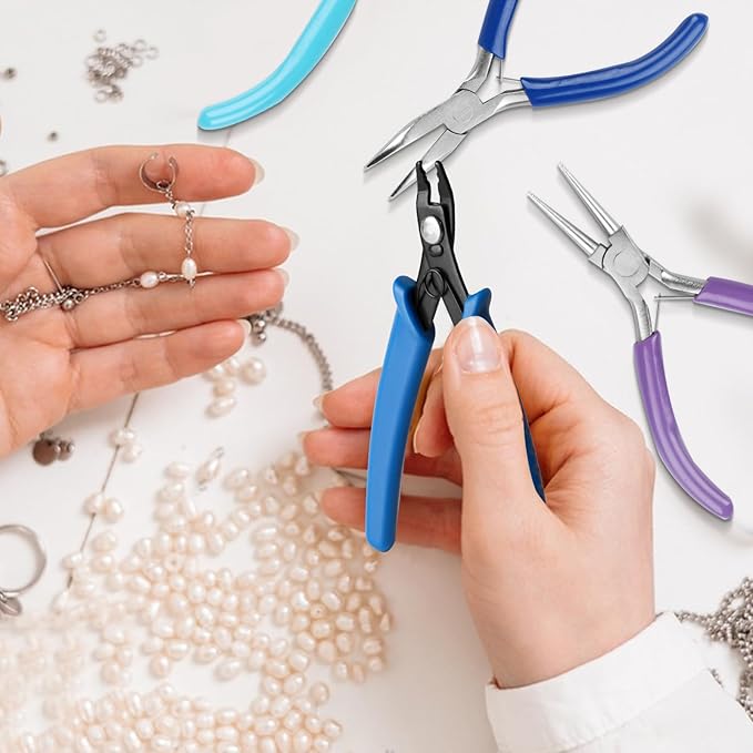 6 pcsjewelry pliers set, include needle round bent nose zipper wire cutter looper jewelry pliersset, wire wrapping tools for jewelry making repair diy arts and crafting, jewelers pliers set