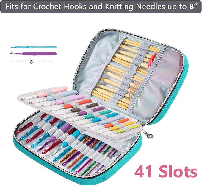 Crochet Hook Case Empty - Quilted Crochet Organizer Case- Crochet Hook Holder for Circular Knitting Needles, Crochet Hooks (up to 8") Knitting & Crochet Supplies - Knitting Accessories