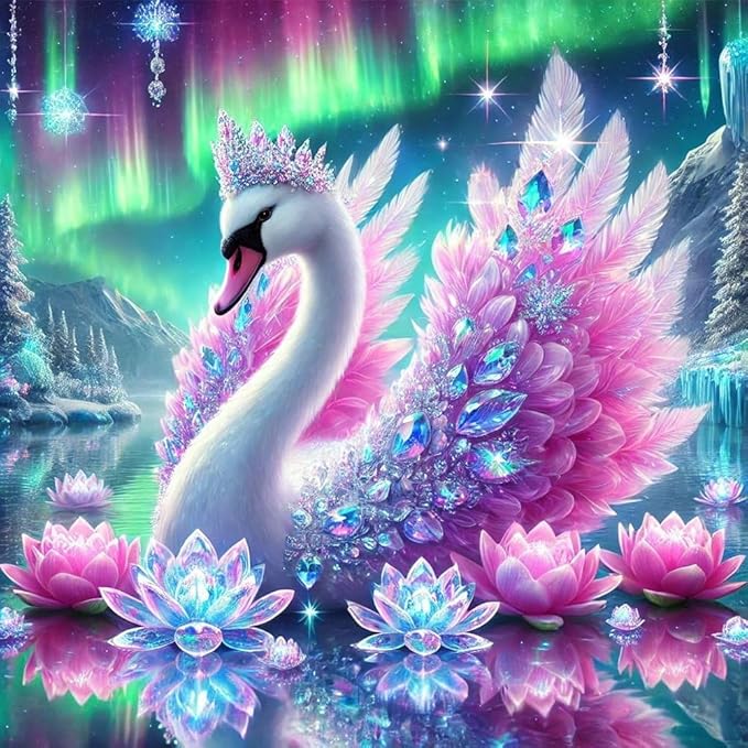 WSLWXSHM Diamond Painting Kits for Adults Swan, Round Full Drill Diamond Art Kits, 5D DIY Paint with Diamonds Crafts for Home Wall Decoration Gifts 12×12Inch, Animal