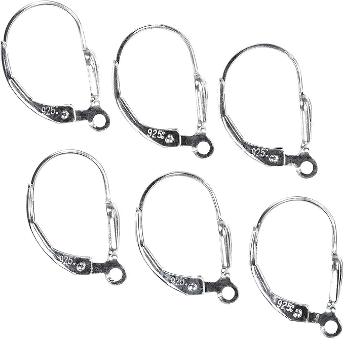 ugems 3-pairs sterling silver shell leverback earring findings