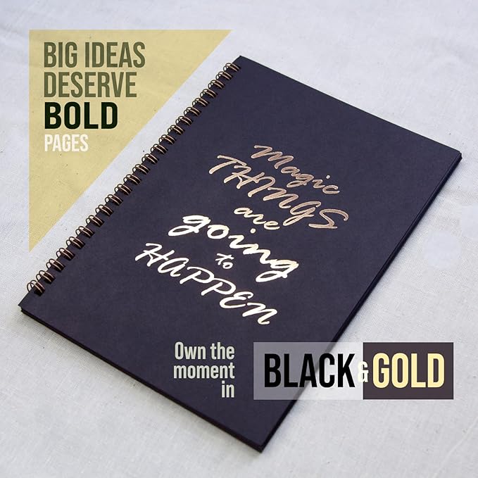 3 Pack Spiral Bound Sketchbook Set – A5 Sketch Pad 5.8” x 8.3” – Black, Cream & Red Paper, 50 Sheets Each – 100gsm Acid-Free Drawing Sketchbook for Sketching, Writing & Journaling