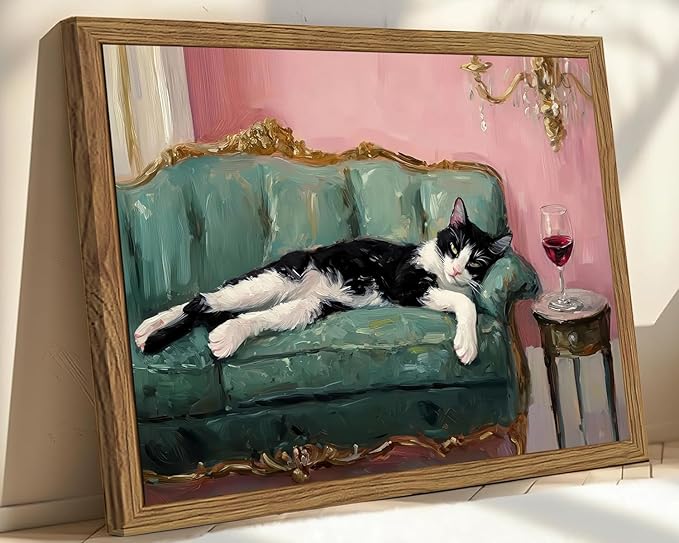 EIBEILI Diamond Art Kits for Adults, Vintage Cat Diamond Painting Art for Beginner DIY Round 5D Paint with Diamonds Pictures Gem Full Drill Diamond Dots Crystal Kits for Home Wall Decor Gifts 12x16in