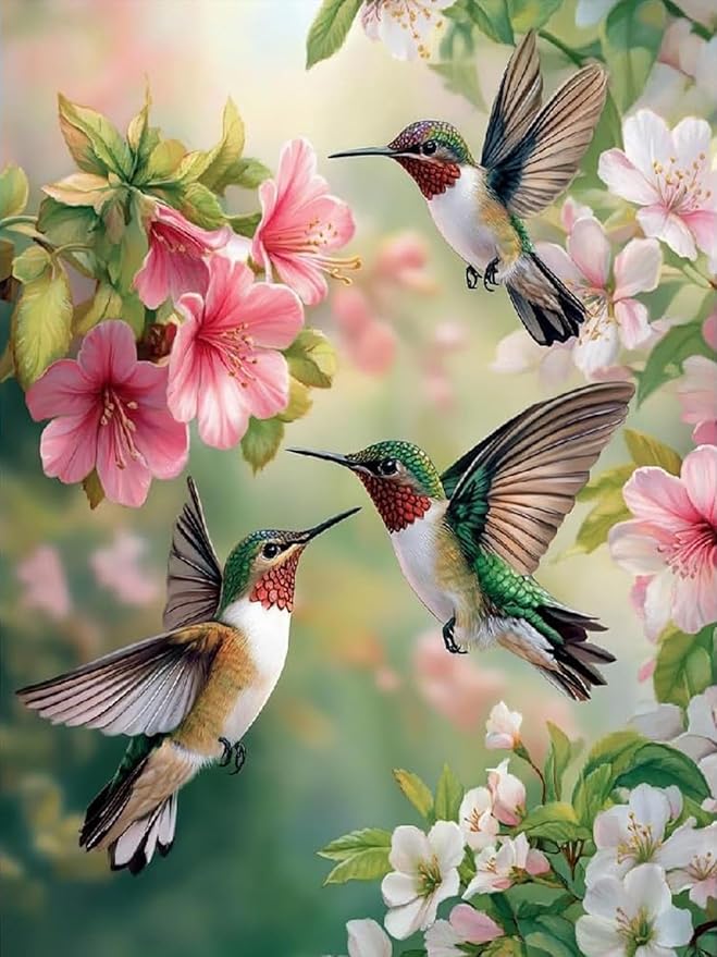 Hummingbird Stamped Cross Stitch Kits for Adults Beginner,Bird Needlepoint Counted Cross Stitch Kits,11 CT Patterns Dimensions Embroidery Craft Kits for Home Wall Decor 12x16 Inch.