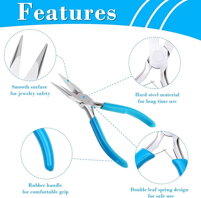 shynek 4pcs Jewelry Pliers Tools Kit for Crafts, Wire Wrapping, Jewelry Making Supplies