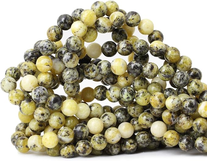 cheavian 45pcs 8mm natural yellow turquoise gemstone round loose beads stone beads for jewelry making diy materials 1 strand 15"