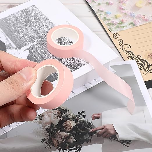 2 Rolls Pink Washi Tape 32 Ft Pastel Washi Tape Decorative Masking Tapes Self-Adhesive Duct Craft Tapes for Packaging Decor Journals Scrapbooks Planners DIY Gift