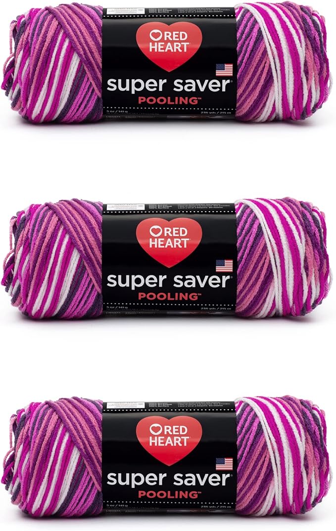 Red Heart Super Saver Yarn, Berry, Pack of 3
