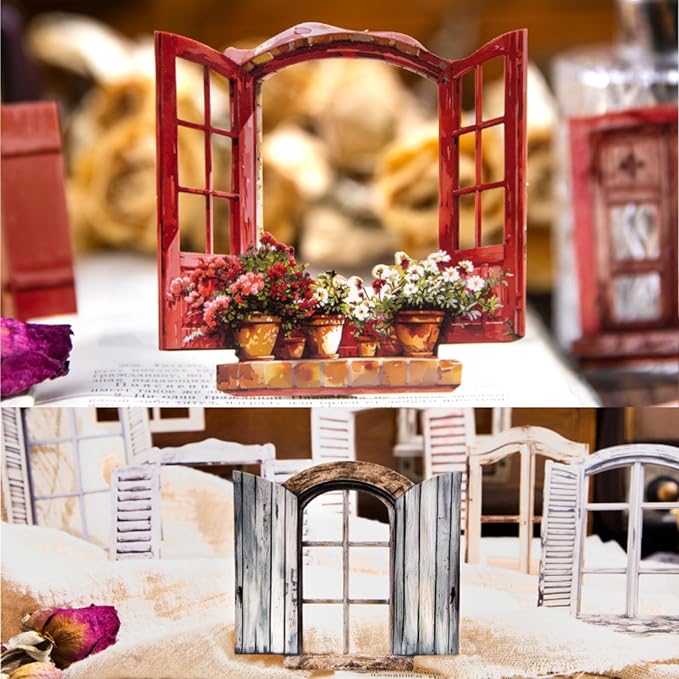 60 PCS Vintage Paper Window Frame Stickers, Aesthetic Decorative Window Cutouts Scrapbook Stickers for DIY Diary Junk Journal Handbook Album Decoration Label Sticker Journaling Scrapbooking Supplies