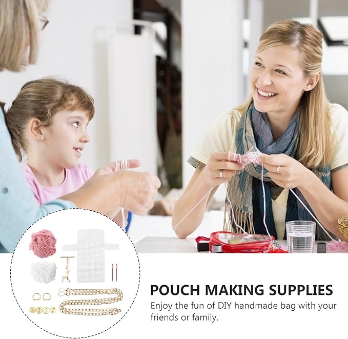 DOITOOL DIY Woven Purse Material Kit with Deer Pendant Cross Stitch Bag Making Supplies for Handmade Crochet and Knitting 7.28X4.13X1.57In Practical Craft Accessory for