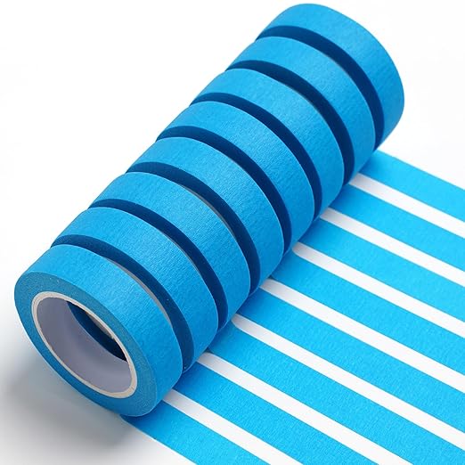 8PCS Colored Masking Tape - Blue Painters Tape, Tape for Kids Art Supplies, Great for Crafts, Labeling, DIY Decorative, 1/2 Inch Colored Tape Rolls- Tiny Size