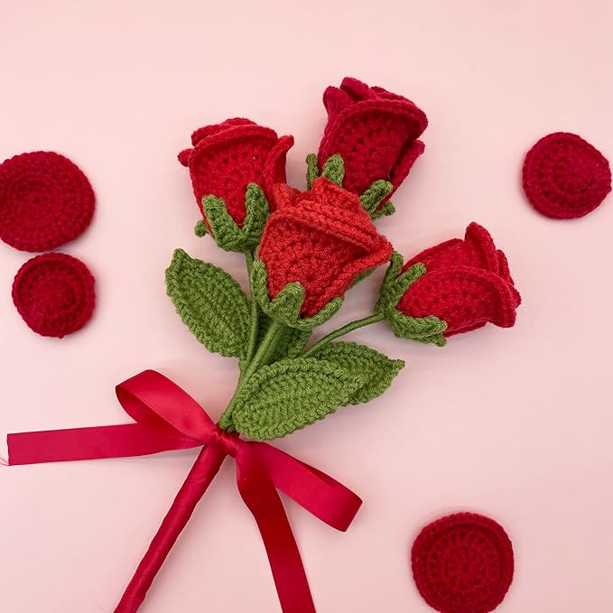 Lily's Lyric Flower Crochet Kit | Red Rose | Step-by-Step Video Tutorial for Adults Teenagers | Craft Gift Idea DIY Home Decoration