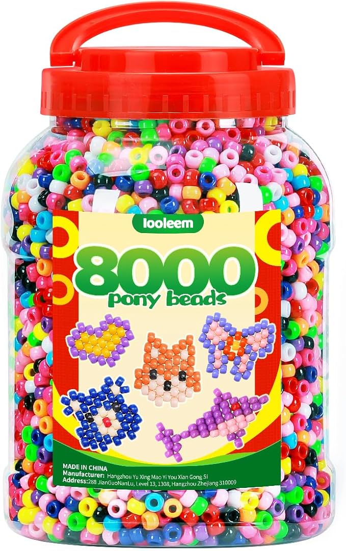 iooleem pony beads(8000pcs multi-colored), beading supplies, friendship bracelets making, king size